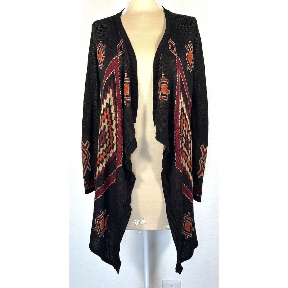 Vintage 90s Southwestern Cardigan Small Aztec Open Front Made in USA Boho